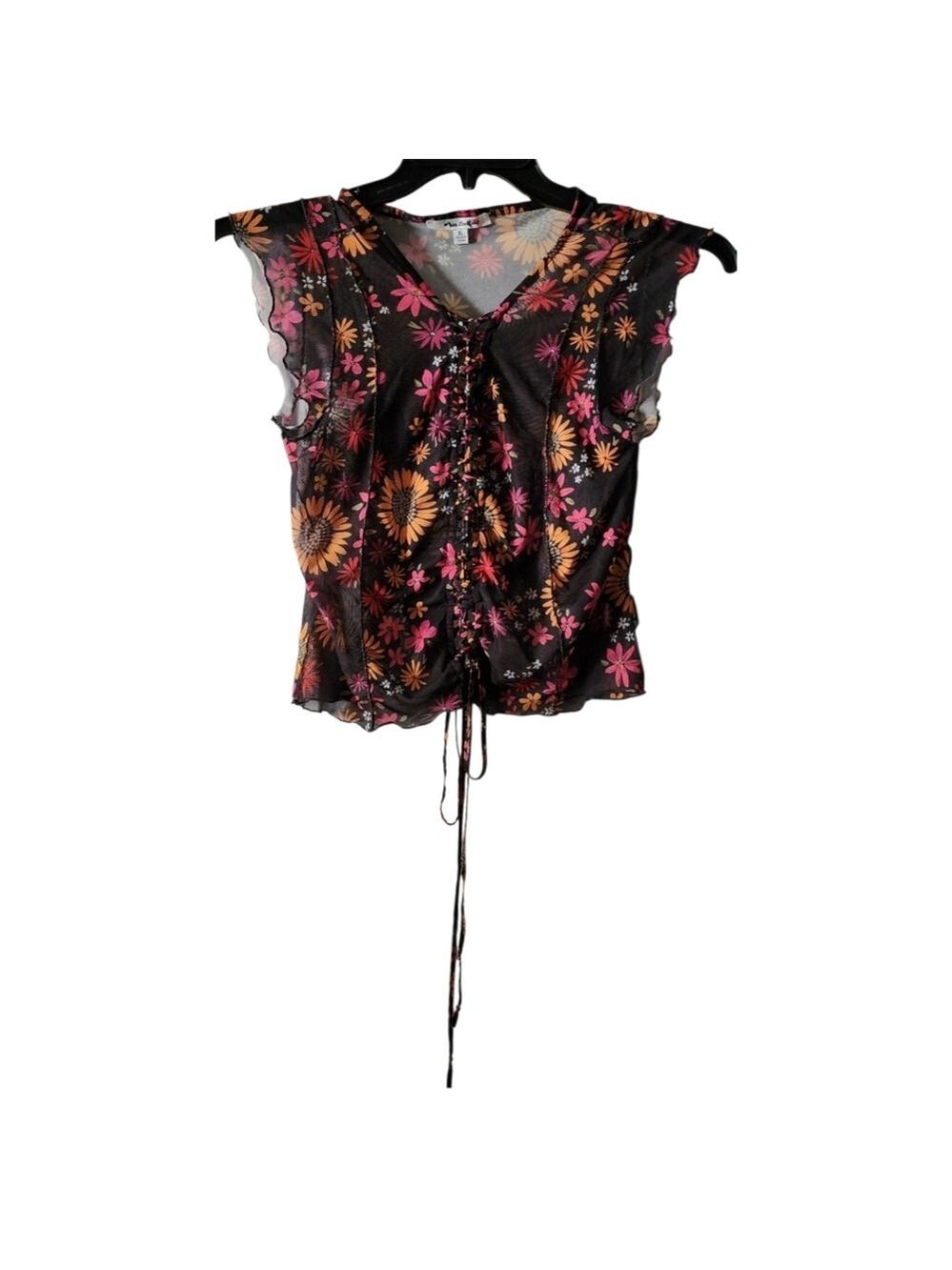 Miss Selfie Floral Sleeveless Blouse Size Extra Large